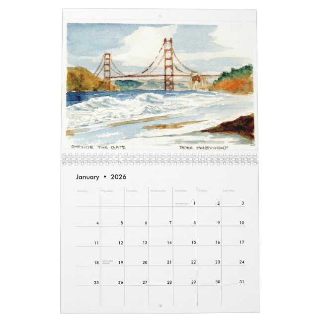 San Francisco och den guld- grinden Kalender (Jan 2026)