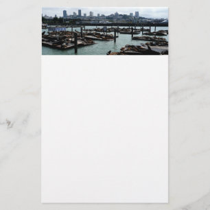 San Francisco och Pier 39 Sea Lejon City Skyline Brevpapper