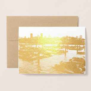 San Francisco och Pier 39 Sea Lejon City Skyline Folierat Kort