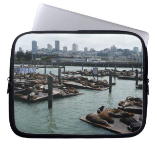 San Francisco och Pier 39 Sea Lejon City Skyline Laptop Sleeve