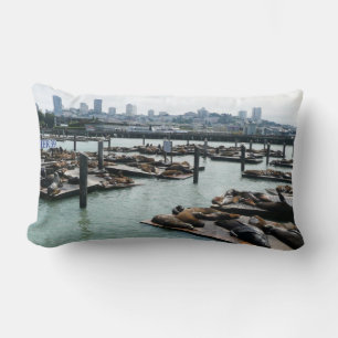 San Francisco och Pier 39 Sea Lejon City Skyline Lumbarkudde