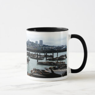San Francisco och Pier 39 Sea Lejon City Skyline Mugg