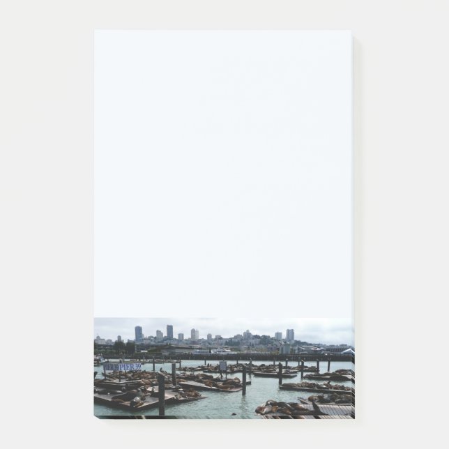San Francisco och Pier 39 Sea Lejon City Skyline Post-it Block (Framsida)