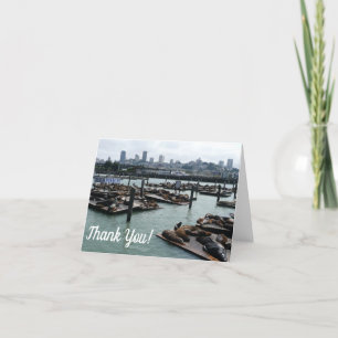 San Francisco och Pier 39 Sea Lejon City Skyline Tack Kort
