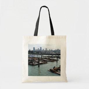 San Francisco och Pier 39 Sea Lejon City Skyline Tygkasse