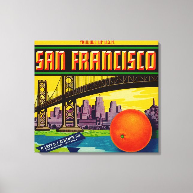 San Francisco Orange-etikett Canvastryck (Framsida)