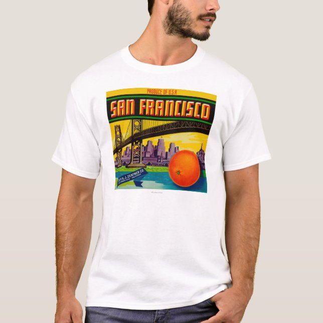 San Francisco orange etikett Tee Shirt (Framsida)