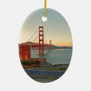San Francisco överbryggar den guld- grinden Julgransprydnad Keramik