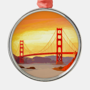 San Francisco överbryggar den guld- grinden Julgransprydnad Metall