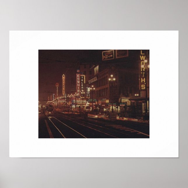 San Francisco på Night 1950s Market Street Poster (Framsidan)