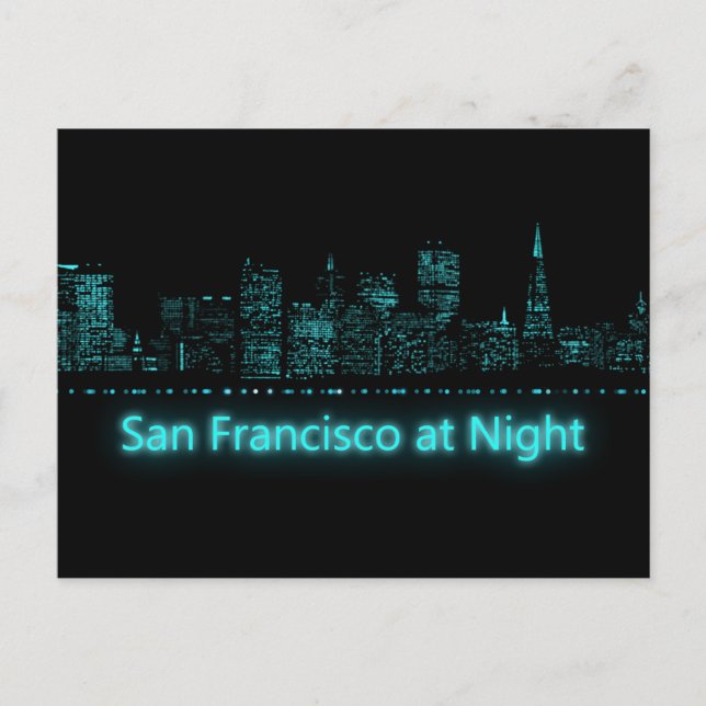 San Francisco på Night Vykort (Framsida)