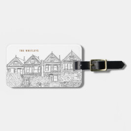 San Francisco Paated Dam Sketch Luggage Tag Bagagebricka
