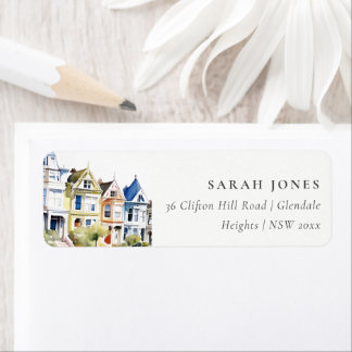 San Francisco Painted Ladies Landscape Address Returadress Etikett