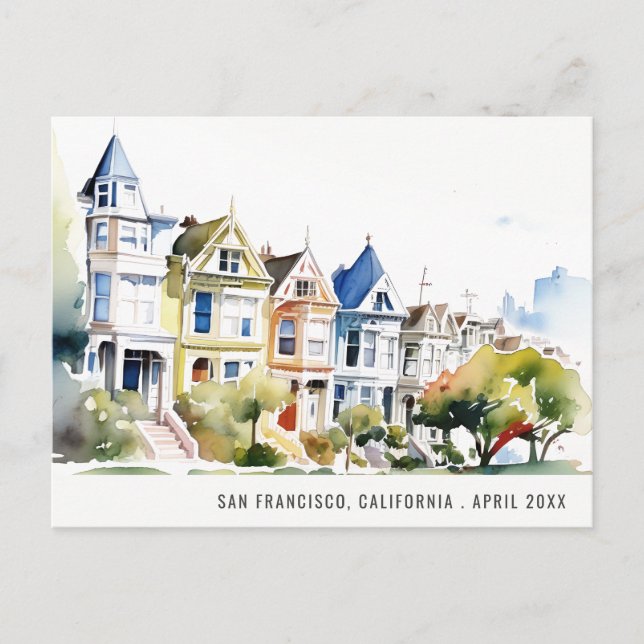 San Francisco Painted Ladies Landscape Travel Helg Vykort (Framsida)