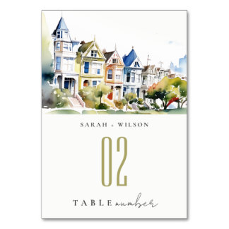 San Francisco Painted Ladies Landscape Wedding Bordsnummer