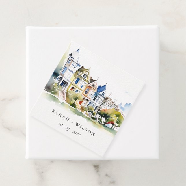 San Francisco Painted Ladies Landscape Wedding Gåvor Etiketter (På plats)