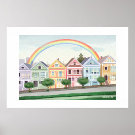 San Francisco Painted Ladies Stor Tryck