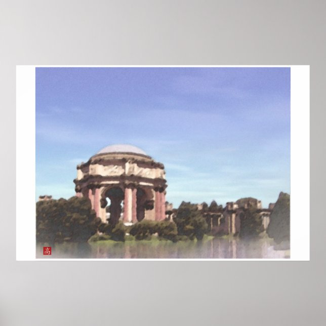 San Francisco-Palace Fine Arts Digital Watercolor Poster (Framsidan)