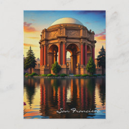 San Francisco Palace of Fine Arts Solnedgång Vykort