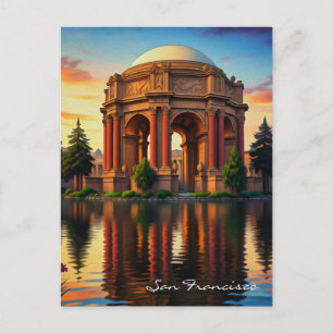 San Francisco Palace of Fine Arts Solnedgång Vykort