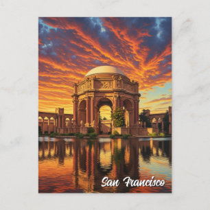 San Francisco Palace of Fine Arts Solnedgång Vykort
