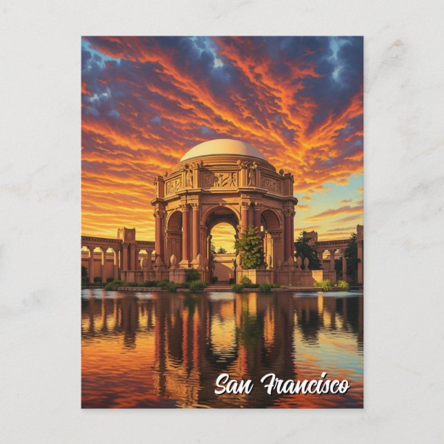 San Francisco Palace of Fine Arts Solnedgång Vykort (Framsida)