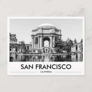San Francisco Palace of Fine Arts Svart & Vitt Vykort