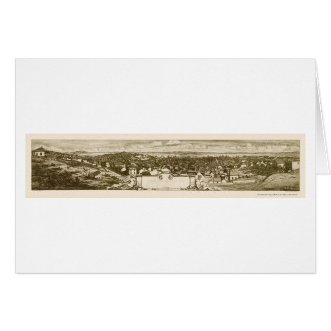 San Francisco panorama- karta för CA - 1856 Hälsningskort (Framsidan Horizontal)