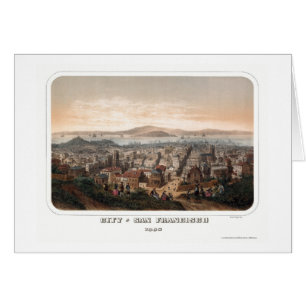 San Francisco panorama- karta för CA - 1860 Hälsningskort