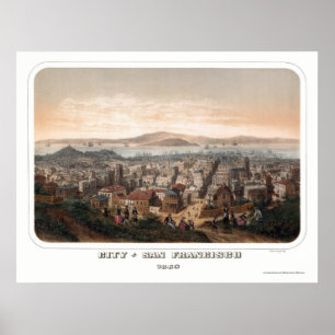 San Francisco panorama- karta för CA - 1860 Poster