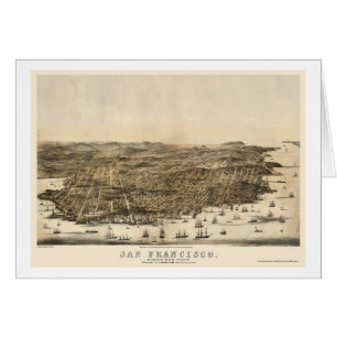 San Francisco panorama- karta för CA - 1864 Hälsningskort