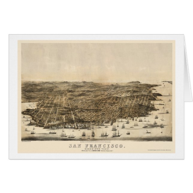 San Francisco panorama- karta för CA - 1864 Hälsningskort (Framsidan Horizontal)