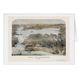 San Francisco panorama- karta för CA - 1868 Hälsningskort