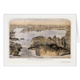 San Francisco panorama- karta för CA - 1876 Hälsningskort