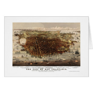 San Francisco panorama- karta för CA - 1878 Hälsningskort