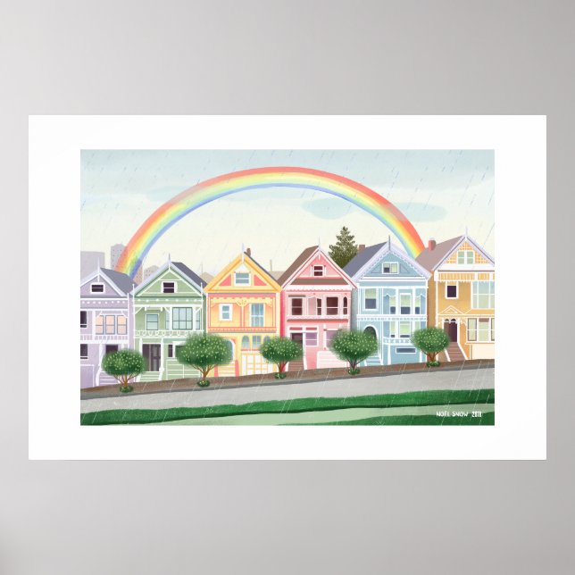 San Francisco Pastel målade Dam stor utskrift Poster (Framsidan)