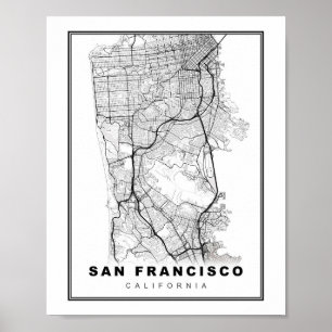 San Francisco Peninsula Karta Poster