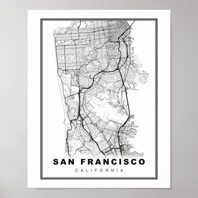 San Francisco Peninsula Karta Poster (Framsidan)