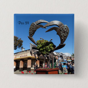 San Francisco Pier 39 Crab Statue Pinback-knapp Knapp