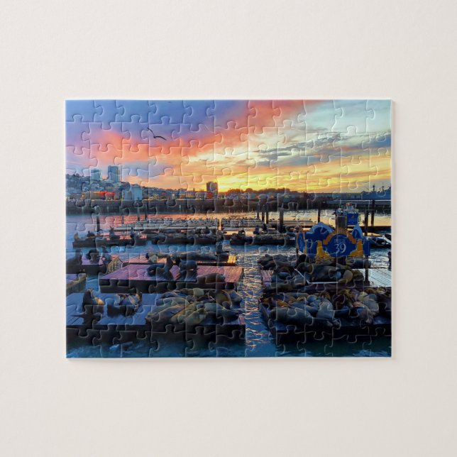 San Francisco Pier 39 Sea Lejon #8 Jigszawa Puzzle Pussel (Horisontell)