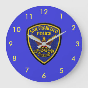 San Francisco Police Lsrge Round Clock Stor Klocka