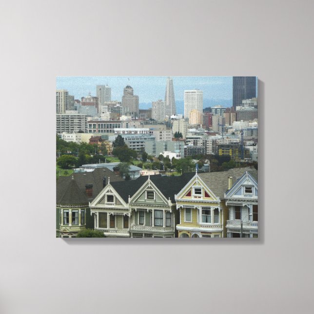 San Francisco Postcard Row City Scene-foto Canvastryck (Framsida)