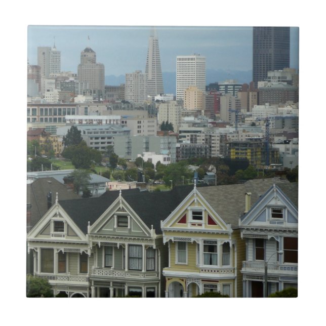 San Francisco Postcard Row City Scene-foto Kakelplatta (Framsidan)