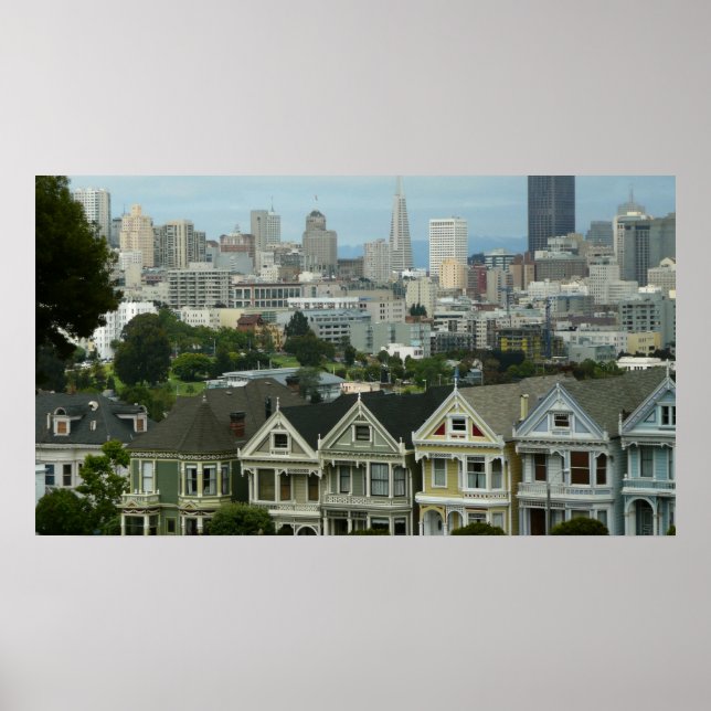 San Francisco Postcard Row City Scene-foto Poster (Framsidan)