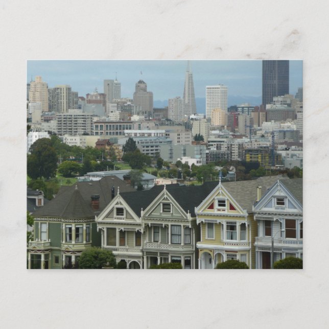 San Francisco Postcard Row City Scene-foto Vykort (Framsida)