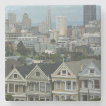 San Francisco Postcard Row Stadsscen Fotografering