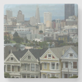 San Francisco Postcard Row Stadsscen Fotografering Stenunderlägg