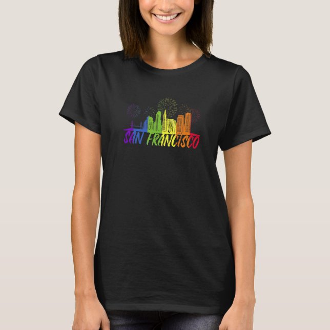 San Francisco Pride Skyline Pride-parad San Franc T Shirt (Framsida)