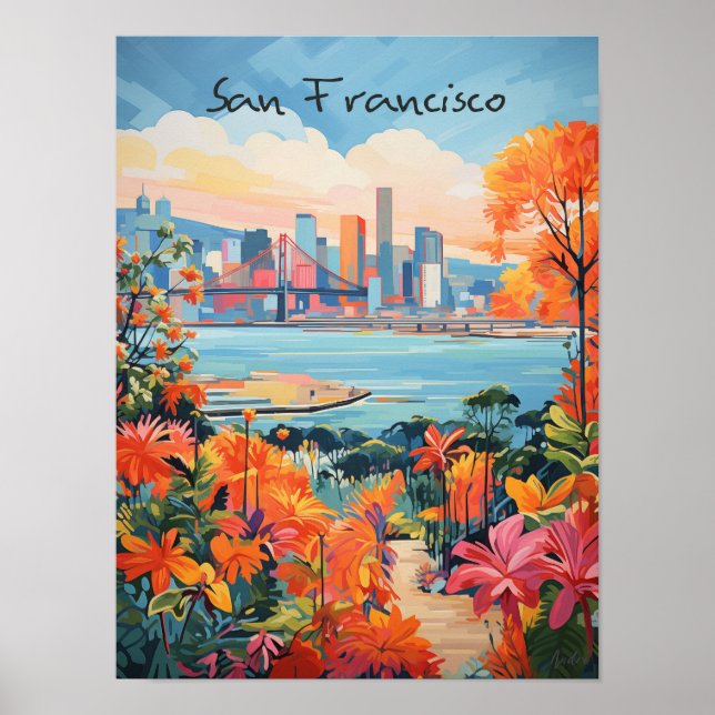 San Francisco Resa Stad Målar Estetik Poster (Framsidan)