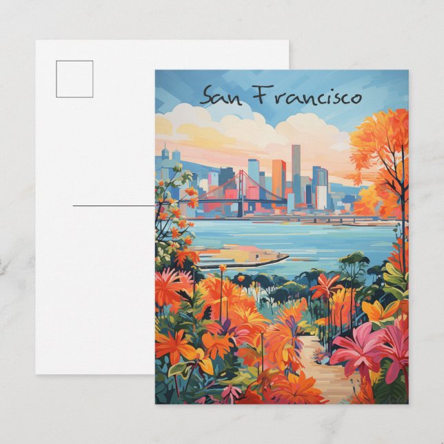 San Francisco Resa Stad Måleri Estetik Vykort (Fram/baksida)